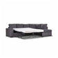 Marigny Fabric 3-Seater Sofa Bed with Right Facing Chaise in Dark Grey - Chocolate Wood