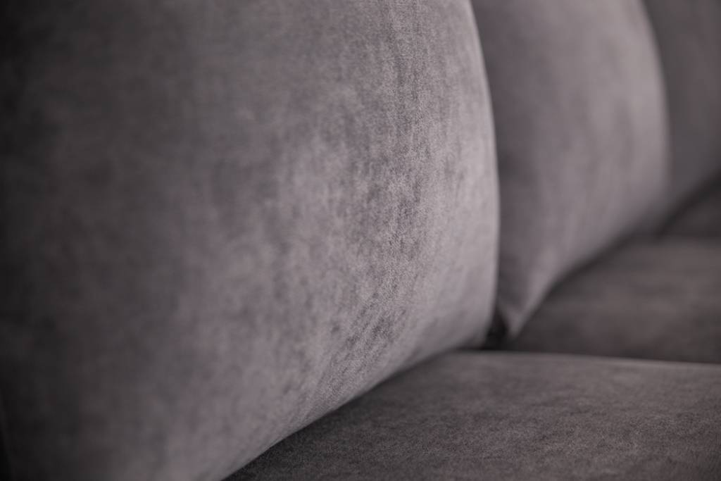 Marigny Fabric 3-Seater Sofa Bed with Right Facing Chaise in Dark Grey - Chocolate Wood
