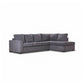 Marigny Fabric 3-Seater Sofa with Right Facing Chaise in Dark Grey - Chocolate Wood