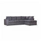 Marigny Fabric 3-Seater Sofa with Right Facing Chaise in Dark Grey - Chocolate Wood