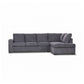 Marigny Fabric 3-Seater Sofa with Right Facing Chaise in Dark Grey - Chocolate Wood
