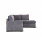 Marigny Fabric 3-Seater Sofa with Right Facing Chaise in Dark Grey - Chocolate Wood