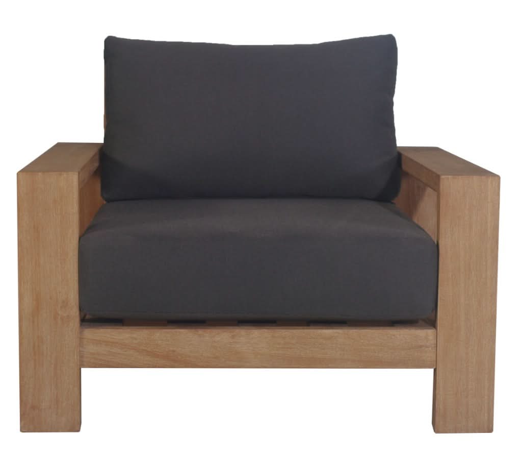 ALANYA HAMPTONS OUTDOOR ARMCHAIR/SOFA CHAIR EUCALYPTUS FRAME DARK CHARCOAL - MyChocolateWood