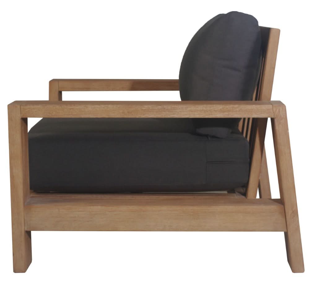 ALANYA HAMPTONS OUTDOOR ARMCHAIR/SOFA CHAIR EUCALYPTUS FRAME DARK CHARCOAL - MyChocolateWood