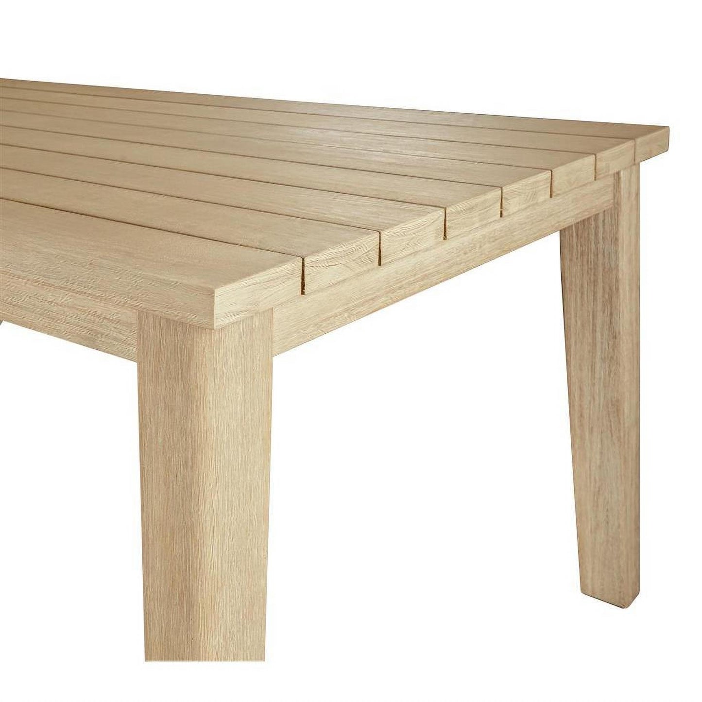 Alanya Solid Eucalyptus Timber Rectangular Outdoor Dining Table 220cm in Whitewash - Chocolate Wood