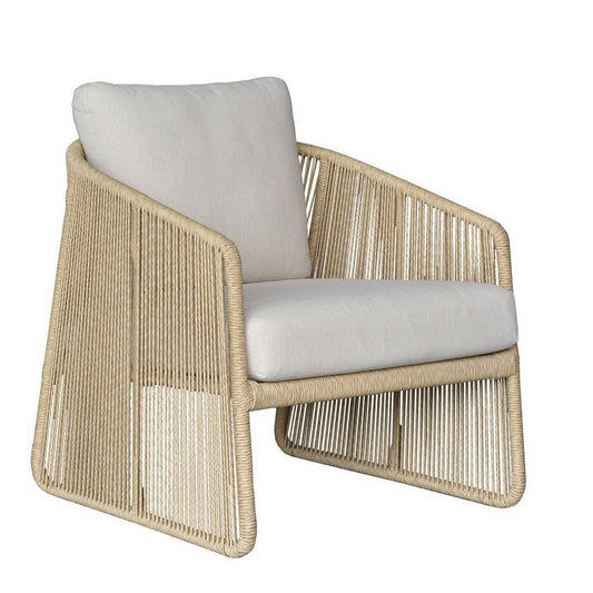 Dorven Wicker & Steel Outdoor Armchair in Natural & Cream