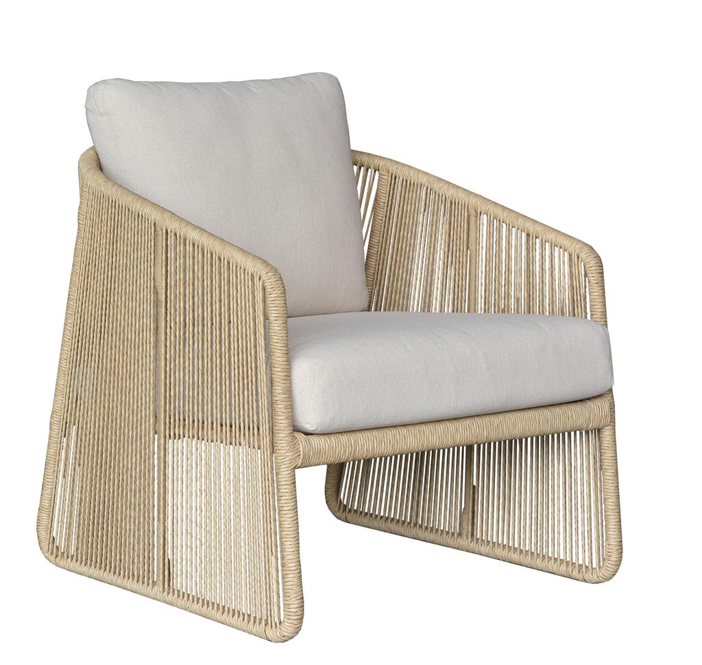 DORVEN WICKER & STEEL OUTDOOR ARMCHAIR NATURAL/CREAM