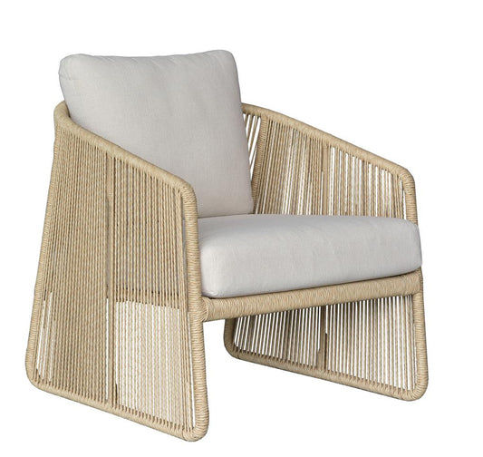 Dorven Wicker & Steel Outdoor Armchair in Natural & Cream