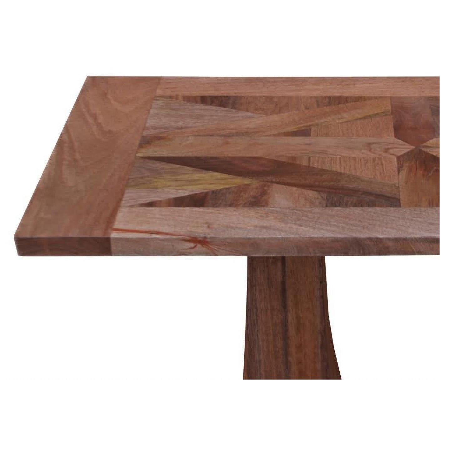Kavala mango wood parquetry console table in American oak color with sleek, modern design and smooth finish.