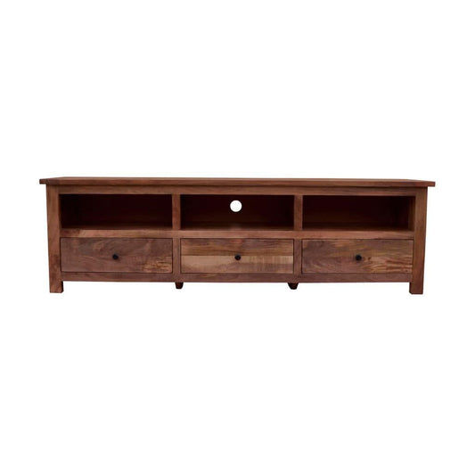 KAVALA MANGO WOOD PARQUETRY 3 DRAWERS TV UNIT AMERICAN OAK COLOUR - EOFY SALE