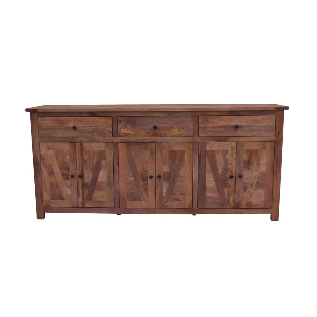 KAVALA MANGO WOOD PARQUETRY BUFFET AMERICAN OAK COLOUR - EOFY SALE
