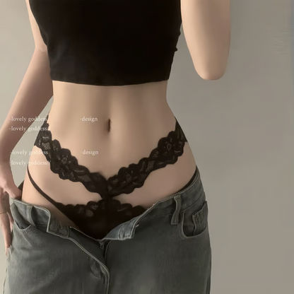 Antibacterial Sexy Lace Waist Satin Panties