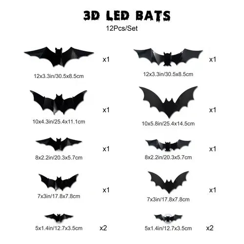 💥💥🦇Halloween 3D Lighted Bats