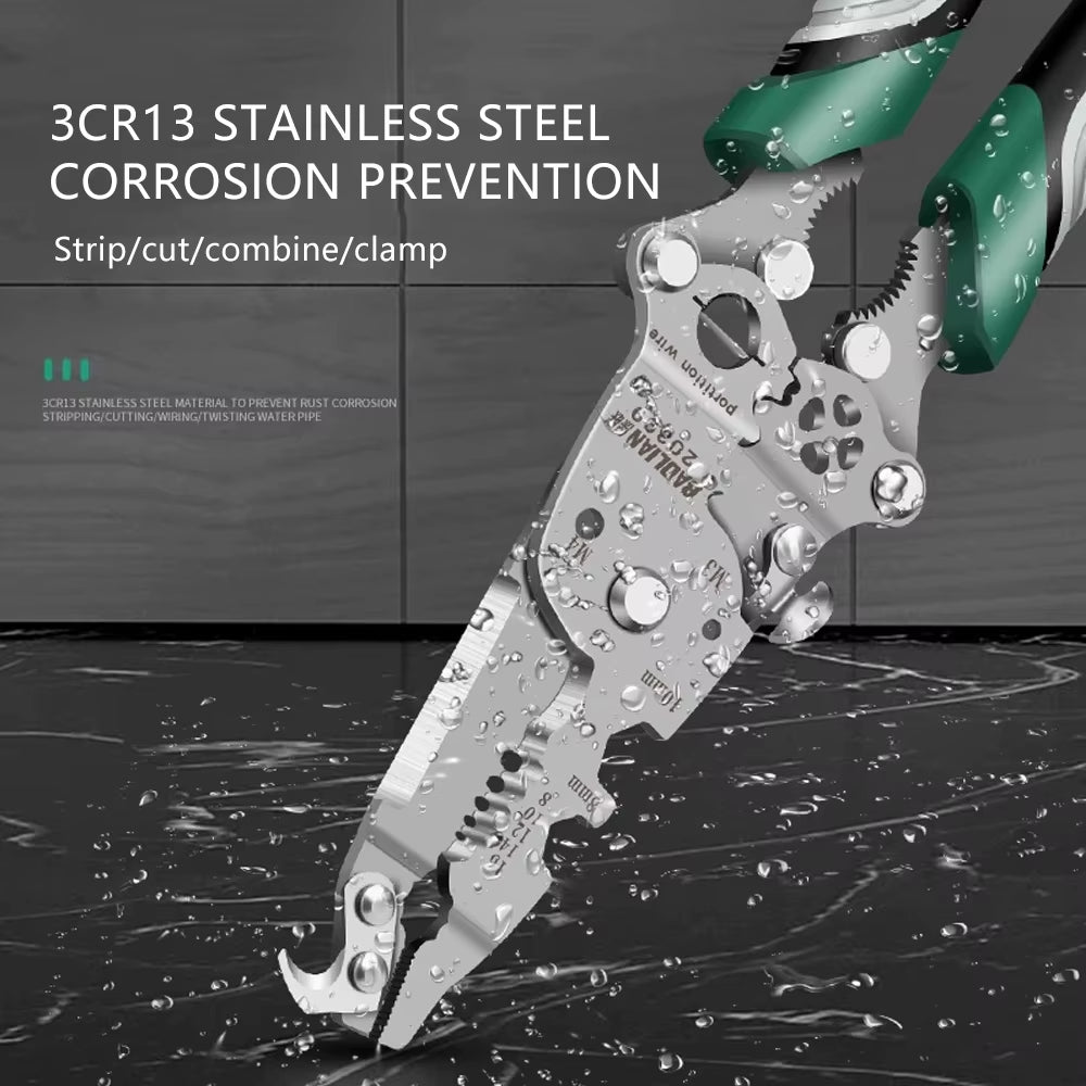 18 in 1 Foldable Wire Stripper with Pulley Design Multi-Function Electrician Tool for Wire Splitting Winding Crimping Cutting