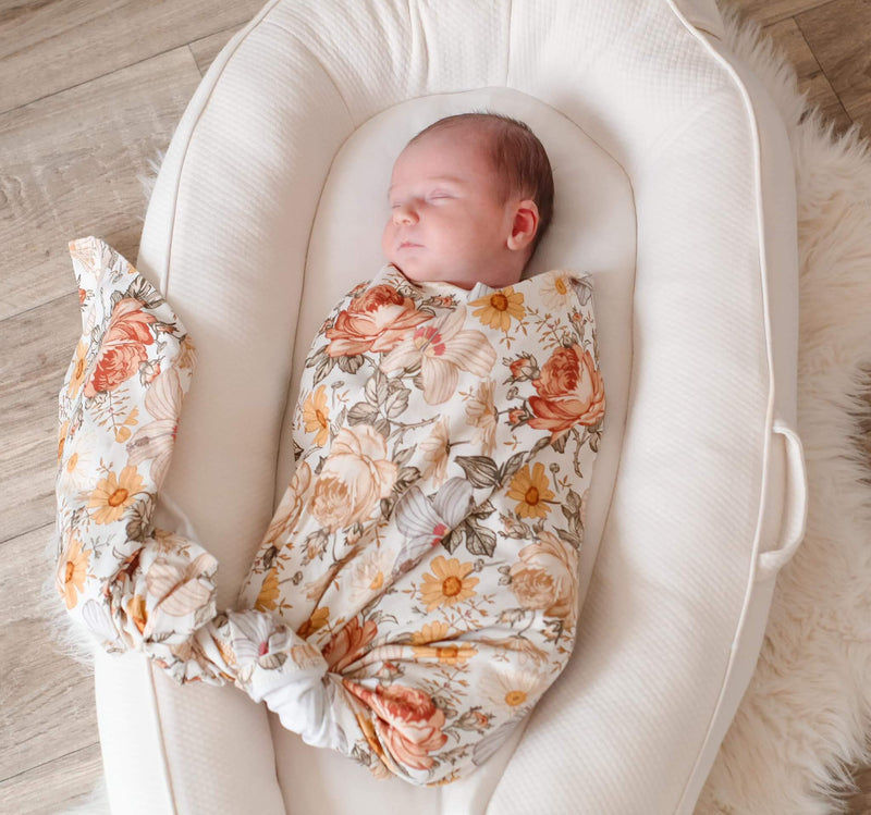 How to swaddle a baby - Vintage floral baby girls swaddle blanket