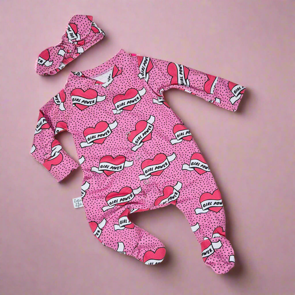 Premature Baby Clothes - Girl Power front opening romper for your tiny baby
