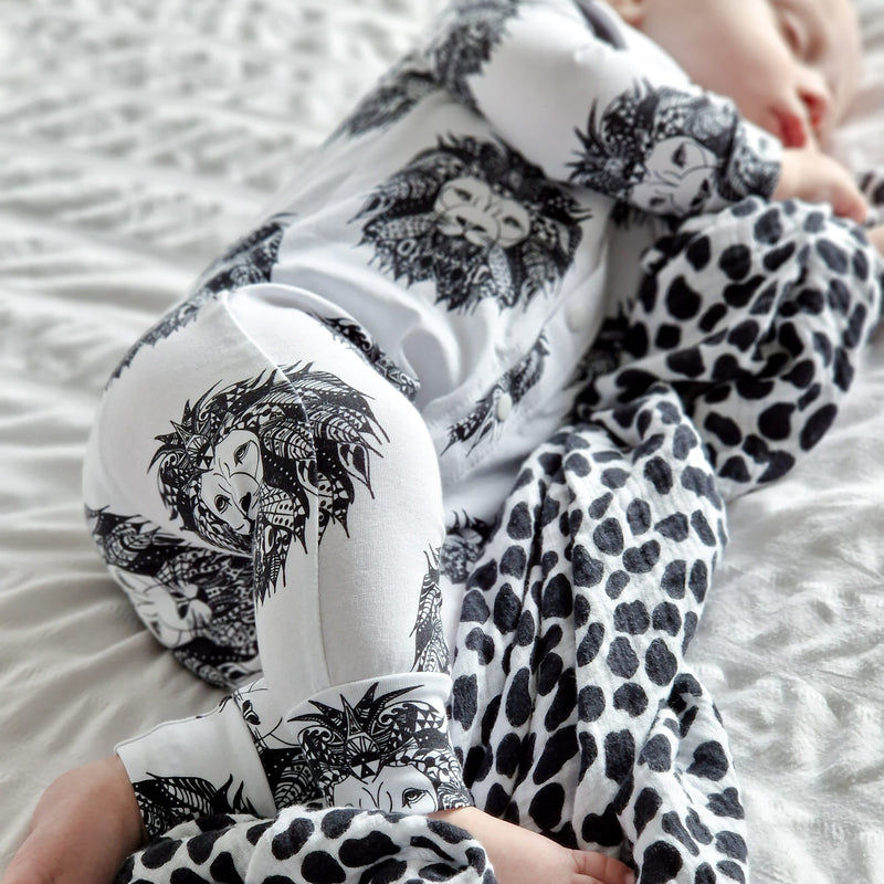 Alternative baby clothes - Lottie & Lysh Aztec Lion monocrhome baby romper