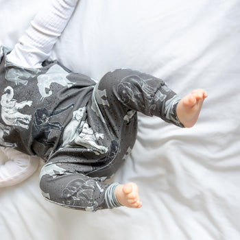 Handmade baby clothes - elephant print baby romper by Lottie & Lysh uk