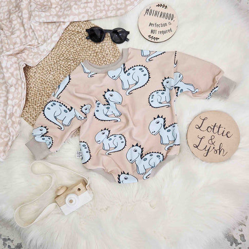 Dinosaur sweater romper by Lottie & Lysh