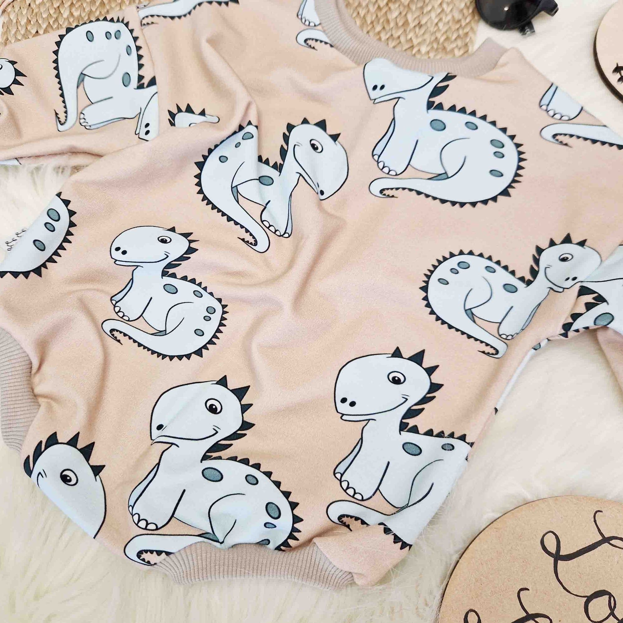 Lottie & Lysh spearmint dino sweater romper for children aged 0-6 years