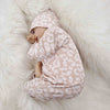 Lottie & Lysh sand leopard print baby romper with matching hat