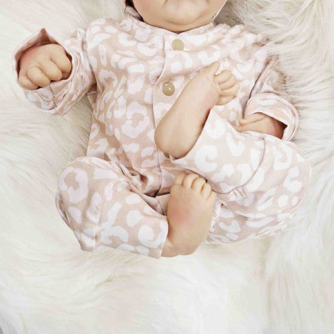 Sand Leopard print baby grow by Lottie & Lysh