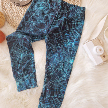 spiderweb printed baby and toddler halloween leggings