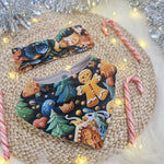 christmas gingerbread headband and bib set