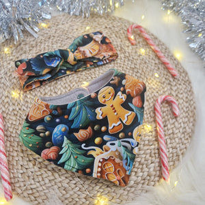 christmas gingerbread headband and bib set