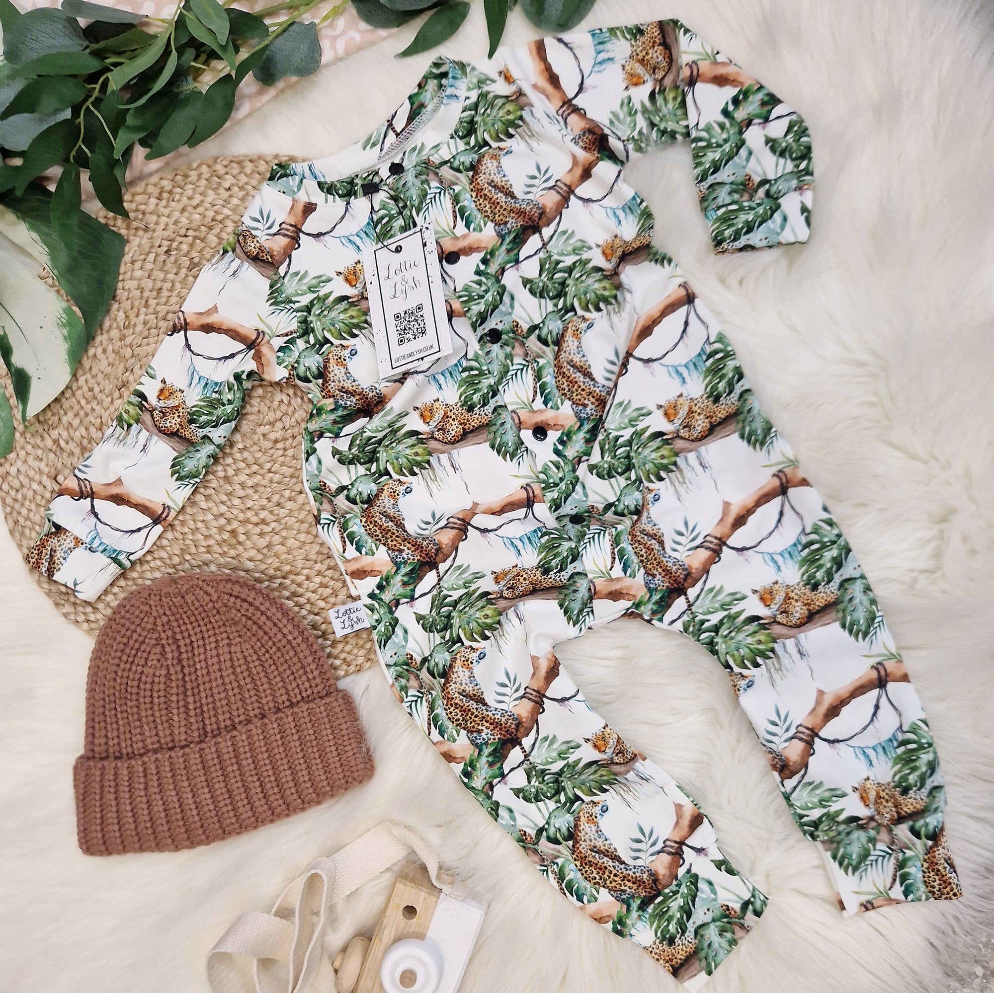 Lottie & lysh jungle jaguars baby romper