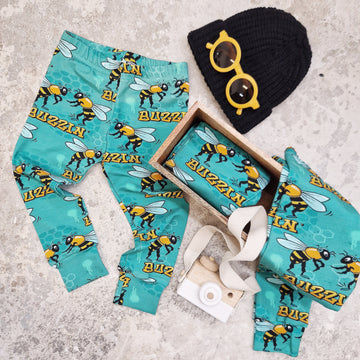 bee print baby and toddler leggings by Lottie & lysh