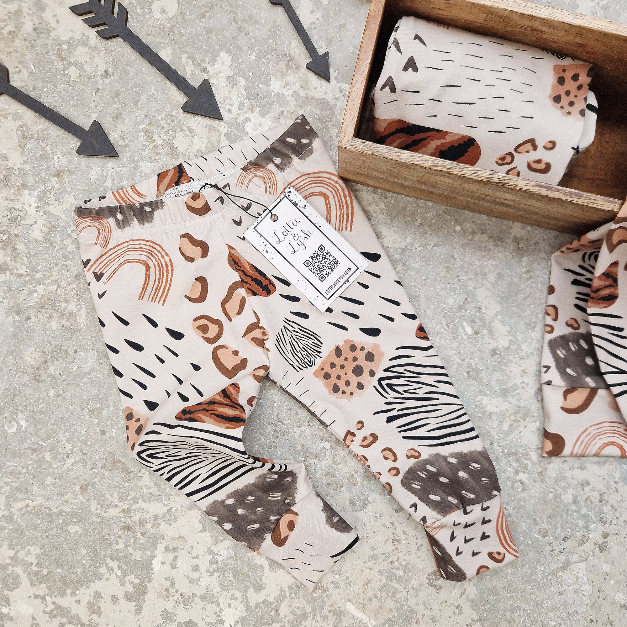 animal and leopard print neutral baby leggings