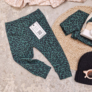 emerald leopard print unisex leggings
