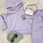 kids lilac tracksuit with positivitiea print detail