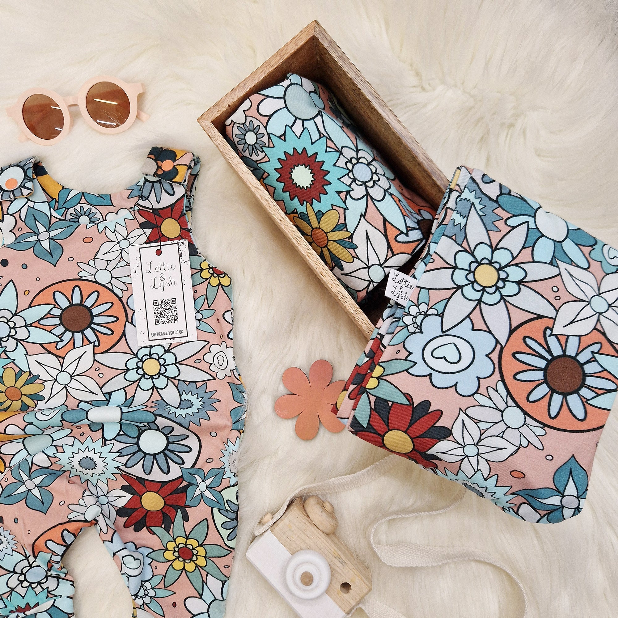 rertro inspired 60s style printed baby and toddler outfit