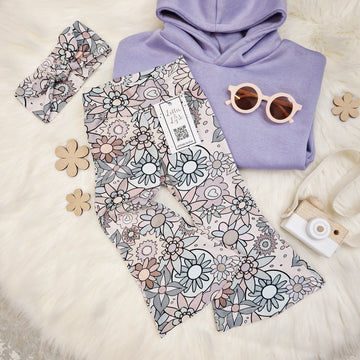 toddler girls flared trousers - retro floral