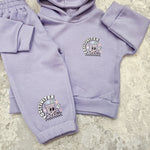 ethical kids lounge wear set in lilac by Lottie & Lysh