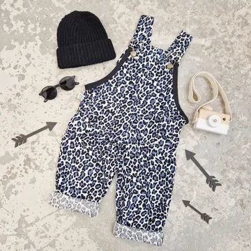leopard print cord dungarees