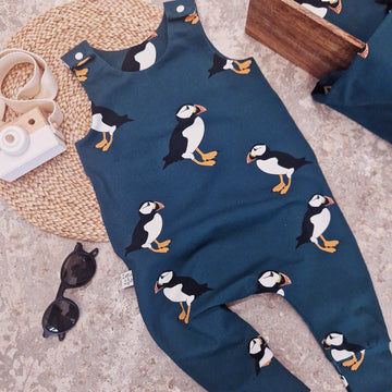 baby and toddler outfit with puffin print