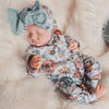 baby girls floral print babygrow with matching bow hat