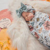 floral swaddle blanket wrap and hat
