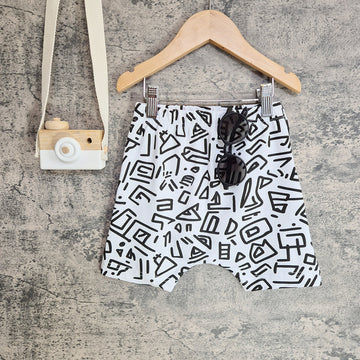 toddler shorts - monochrome print harem shorts
