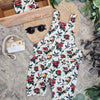 tattoo rose printed baby dungarees
