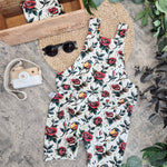 tattoo rose printed baby dungarees
