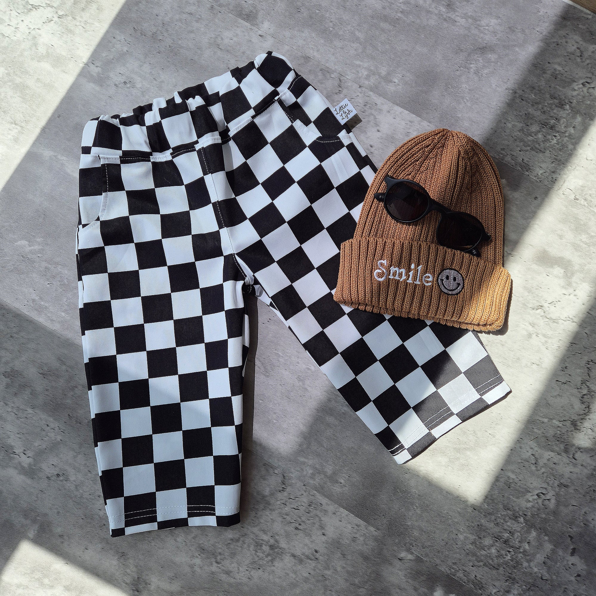 Toddler checked skate trousers by Lottie & Lysh