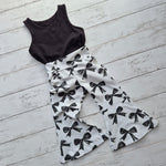 toddler girls bow print flared trousers