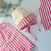 reversible striped bonnet for kids handmade in the UK by Lottie & Lysh