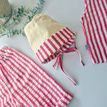 reversible striped bonnet for kids handmade in the UK by Lottie & Lysh