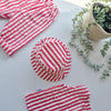 red and white striped seersucker bucket hat for kids