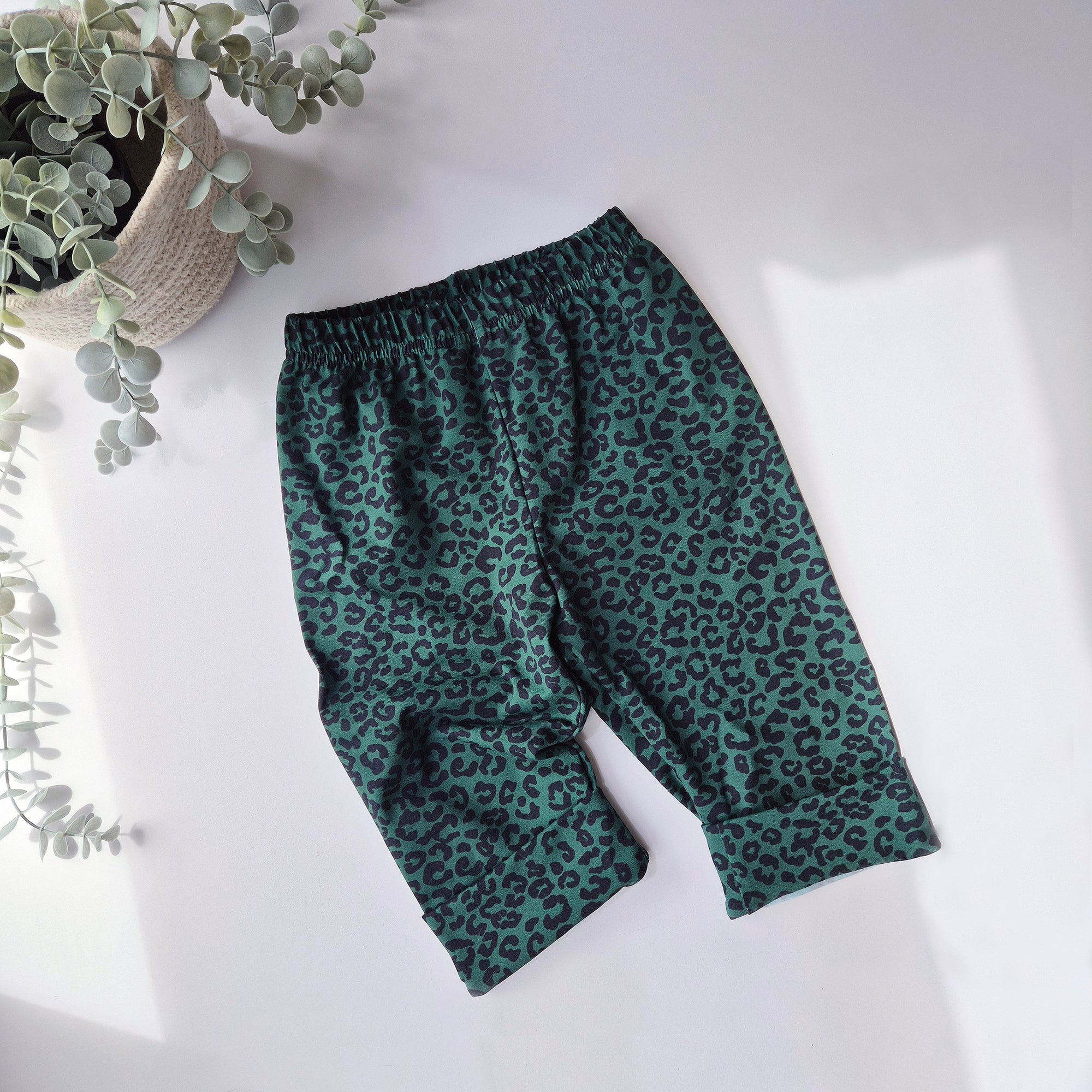 emerald leopard baggy trousers for toddlers and kids